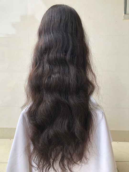 100% Raw Unprocessed Indian Temple 24'' Natural Wavy 13x4 Frontal Hd Lace Wig Single Donor Hair Average Cap Size Black for Women