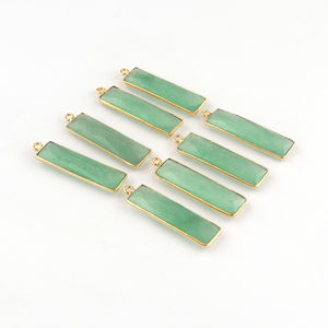 Bisel de Jade verde personalizado chapado en oro de 24K, Conector de joyería de latón con forma de barra, fabricación de colgantes DIY, componentes de accesorios de joyería - Product Image 5