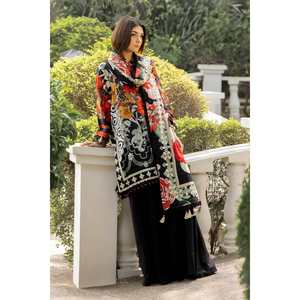 Traje Salwar Kameez de 3 Piezas sin Coser con Rayas Mehsuri, Ropa Étnica India K-52021 Hecho de Algodón y Georgette - Product Image 1