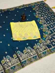 Best Fabric Latest Collection Excellent Quality New Designer Viscose Silk <b>Saree</b> <b>Blouse</b> With Georgette Work at Cheap Rate - Product Image 5