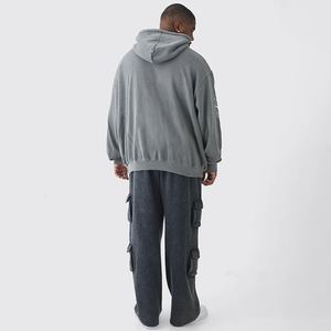 เสื้อมีฮู้ดแบบสวมหัวของผู้ชายผ้าวินเทจพิมพ์ลาย3D ไม่ซ้ำใครแบบสั่งทำจากโรงงาน - Product Image 5