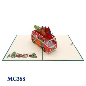 รถบัสป๊อป3D งานหัตถกรรมกระดาษสไตล์คริสต์มาสการ์ดแฮนด์เมดสไตล์ตัดด้วยเลเซอร์ทันสมัย - Product Image 3