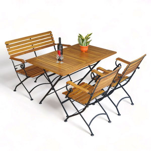 CBCF287 Contemporary Outdoor <b>Foldable</b> <b>Table</b> and Chairs Combo Set 120x75cm Durable Modern <b>Garden</b> Furniture - Product Image 1