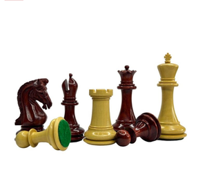 Échiquier en bois massif de qualité supérieure de la série King Imperial de 3.9 pouces avec pièces d'échecs en bois Staunton sculptées à la main - Product Image 2