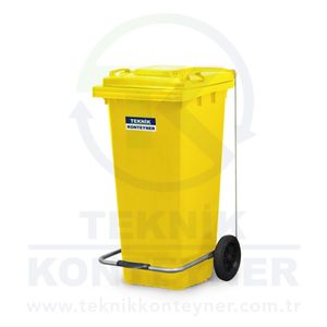 Fabricant turc 120L Conteneur de déchets en plastique avec pédale Couleur Jaune - Product Image 3