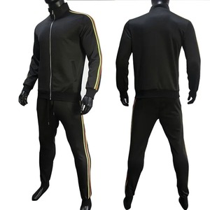 ชุดกีฬาแฟชั่นสำหรับผู้ชายสำหรับฤดูหนาวเซ็ต2ชิ้นสีดำลำลองพิมพ์ลายสไตล์ยุโรป - Product Image 6