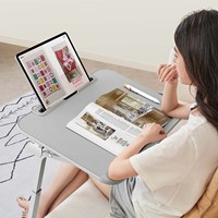 XGear – plateau TV réglable en cuir Pu, Table pliante pour la maison, le bureau et la salle à manger, avec porte-gobelet, fente pour tablette sur le lit, nouveau modèle 2022