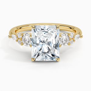 Bagues de fiançailles en diamant taille radiant, style Art Déco vintage, or jaune 14 carats, bagues de mariée tendance cette saison 2026 - Product Image 1