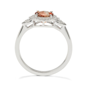 Bague en argent sterling plaqué rhodium avec andésine de Mongolie taille princesse 1,27 ct et zircon blanc - Product Image 3