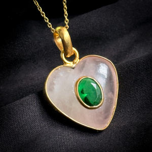 Colgante de Piedra Preciosa Redonda de Cuarzo Rosa Natural, Chapado en Oro de Plata 925, Doble Piedra, Joyería de Moda para Ella, Colgante con Incrustaciones - Product Image 6