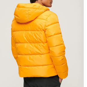 Blouson matelassé personnalisé avec logo, col rabattu, capuche, blouson matelassé en toile pour homme, vêtement décontracté d'hiver, couleur unie, coupe décontractée, imperméable - Product Image 3