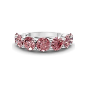 Diamante Redondo Rosa Intenso Cultivado en Laboratorio, 0.50 Ct Tw, Oro Sólido de 14K, Color Rosa Intenso, Claridad VS, 5 Diamantes Brillantes y Delicados - Product Image 1