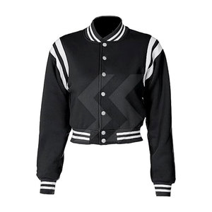 Vente chaude Femmes Recadrée Letterman Veste Respirant Solide Couleur Femmes Crop Top Letterman Veste - Product Image 1