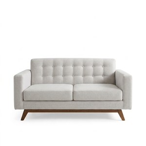 Sofá Moderno para Sala de Estar con Estructura de Madera de Teca Sólida, Tapizado en Tela, Estilo Mediados de Siglo, Sofá de Dos Plazas, Mueble para el Hogar - Product Image 1