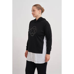 Blusa informal larga de punto para mujer con estampado a cuadros, bordado y encaje, corte holgado - Product Image 3