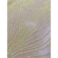 Voilage Brodé Luxe Effet Rayon de Soleil Doré, Tissu 100% Polyester Organza Léger et Transparent pour Rideaux de Maison