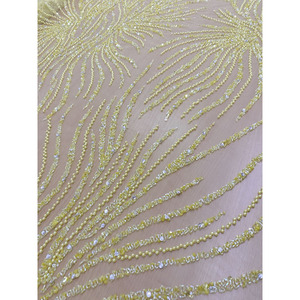 Voilage Brodé Luxe Effet Rayon de Soleil Doré, Tissu 100% Polyester Organza Léger et Transparent pour Rideaux de Maison - Product Image 3