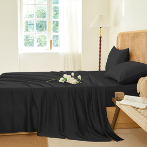 100% ensemble de draps de lit de luxe en soie de mûrier 400TC hypoallergénique et respirant pour une peau et des cheveux lisses - Product Image 2