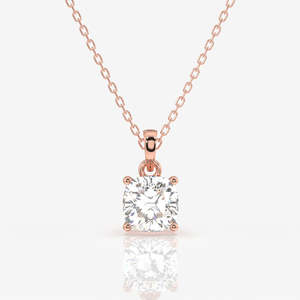 Pendentif solitaire en diamant de laboratoire taille coussin en or 14 carats – Pendentifs et breloques de luxe en diamant - Product Image 5