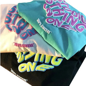 Camiseta de Manga Corta Ajustada Extra Grande para Hombre, 100% Algodón, de Peso Pesado, con Función de Secado Rápido, Camisetas con Estampado Puff - Product Image 3