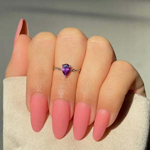 Bague en améthyste violette plaquée or pour un usage quotidien - Product Image 2
