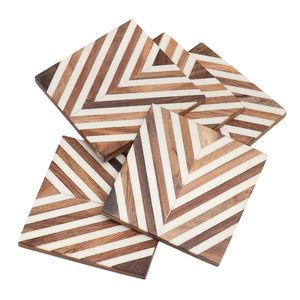 Maison Hôtel Ware Table Basse Tasse Tapis En Bois Sous-verres Antique Brun À La Main En Bois Sous-verres Par Royal Collection Fournitures - Product Image 3