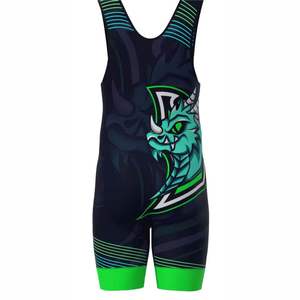 Combinaisons de lutte durables, extensibles et respirantes en polyester et élasthanne, personnalisables avec un design par sublimation, sans bretelles, fermeture à pression - Product Image 6