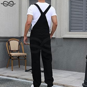 Mono vaquero ajustado a la moda para hombre, Mono vaquero elástico con corte de bota con correas ajustables para mayor comodidad y estilo - Product Image 5
