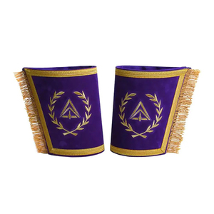 Masonic Gifts Set Lodge Master Leather Apron Collar Gauntlets-Cuffs Handmade Metal Crafts Embroidery Regalia Jeweled Ronpex - Product Image 1