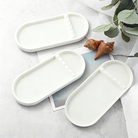Plateau de rangement ovale en béton, style nordique moderne et minimaliste, fait main, pour présentation de nail art, bijoux, cosmétiques, mariage, Ramadan