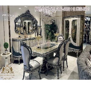 Ensemble de meubles de salle à manger de luxe en diamant noir Table à manger au design américain pour bungalow Ensemble de salle à manger européen au design classique - Product Image 1