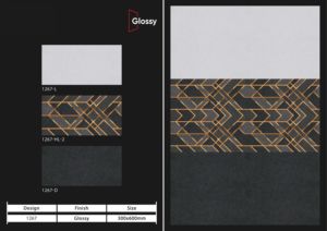 Carreaux muraux en porcelaine de luxe brillant numérique 300x600mm pour intérieur pour installation adhésive dans les appartements hôtels villas chambres - Product Image 2