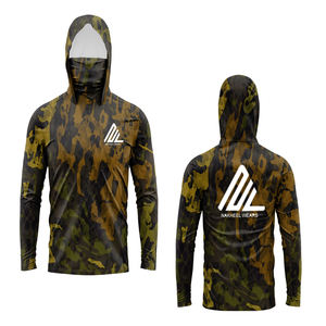 Chemise de pêche à manches longues avec capuche, coupe ample, personnalisée, 100 % polyester, UPF 50, séchage rapide, respirante, coupe-vent, anti-UV - Product Image 5