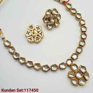 INDIAN TRADITIONAL and FASHIONABLE COPPER <b>JEWELLERY</b> BRIDAL WEDDING <b>JEWELLERY</b> SET for WOMEN EARRINGS and NECKLACE SET - Product Image 1