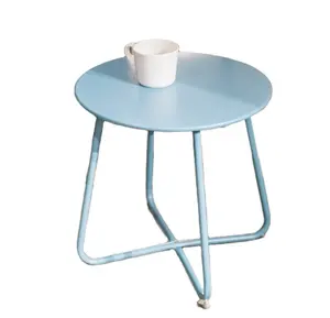 手工阳台装饰茶几来样定做天蓝色粉末涂层工厂口音茶几展示配件桌