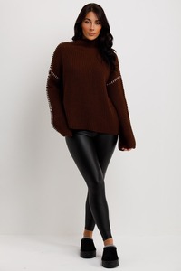Personnalisé de haute qualité pour femmes formel court ample pull Jacquard surdimensionné logo de mode motif solide polyester d'hiver - Product Image 4