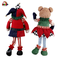 Zaves Xmas Décoration Circus Elements Clown Stand sur un pied Noir Blanc Plaid avec des rayures rouges blanches pour garçons et filles