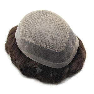 Peluca de cabello humano Remy de tamaño de gorra pequeña para hombre, ondas profundas para unidades de reemplazo de prótesis de cabello virgen de encaje, tupé - Product Image 3