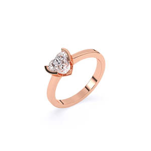 Anillo de Diamante Cultivado en Laboratorio con Corte Solitario en Forma de Corazón, Regalo Romántico de Aniversario con 1.01 Ct |   En oro amarillo, blanco y rosa de 9 quilates - Product Image 1