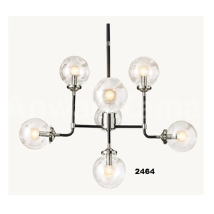 Lampe de globe en laiton massif noir fabriqué à la main et en verre clair pour chambre à coucher et salon à la maison - Product Image 1