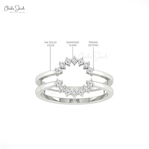 14K oro pureza doble capa 0,21 CT diamante natural compromiso y anillo de bodas color del G-H VVS claridad incrustaciones tecnología fiestas - Product Image 4