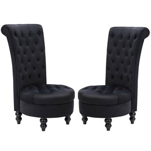 James Royal Chair Set of Two Thick <b>Padding</b> and Solid Wooden Legs in Black Finish - Product Image 1