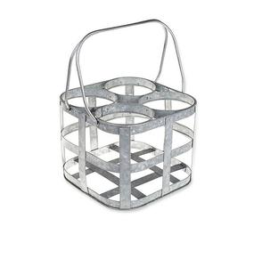 Élégant lot de 4 supports à vin classiques et durables en fer galvanisé avec poignée, refroidisseur pour boissons et événements festifs - Product Image 1