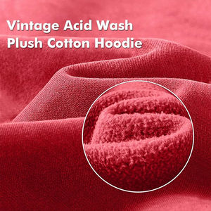 Sweat à capuche décontracté pour homme, délavé à l'acide, rouge soleil délavé, effet délavé à l'acide, 100% coton respirant, séchage rapide, tricot uni - Product Image 3