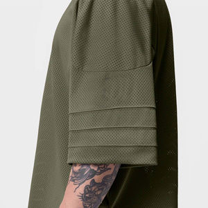 Ras du cou sérigraphié streetwear boxy fit maille jersey t-shirt personnalisé côtelé décolleté ample polyester t-shirt pour hommes - Product Image 4