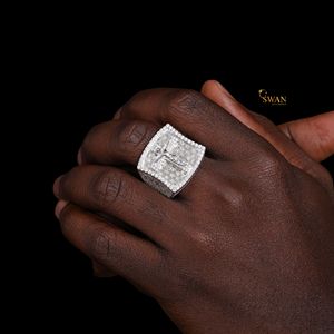925 Sterling <b>Silver</b> Moissanite Diamond Jesus <b>Cross</b> Ring Iced Out Baguette Setting Hip Hop Statement Jewelry for <b>Men</b> - Product Image 6