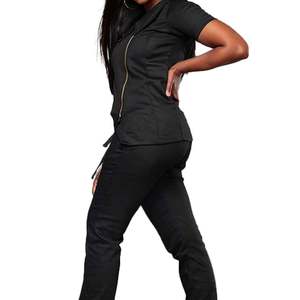 Trajes profesionales de mezcla de algodón de rayón recién llegados uniformes de hospital OEM tela de Spandex de sarga elegante - Product Image 3