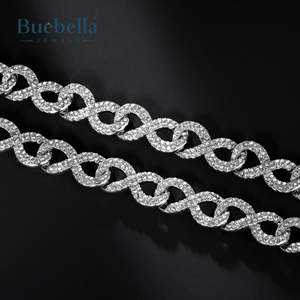 18k White Gold Plated 925 Sterling <b>Silver</b> 11mm Iced Infinity Cuban Link Bracelet <b>for</b> <b>Men</b> - Product Image 3