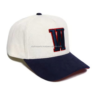 High Quality Custom Design Two-Tone 5-Panel Baseball Cap <b>Navy</b> White 3D Raised Embroidery Logo Lace Printed Sports Outdoor <b>Hat</b> - Product Image 3