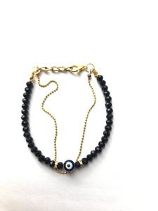 Bracciale Turco con Perla Nazar in Vetro Blu, Placcato Oro 18K, Cristallo <span class=keywords><strong>di</strong></span> <span class=keywords><strong>Ematite</strong></span>, Doppio Strato <span class=keywords><strong>di</strong></span> Perline, Charm per Donne - Product Image 4